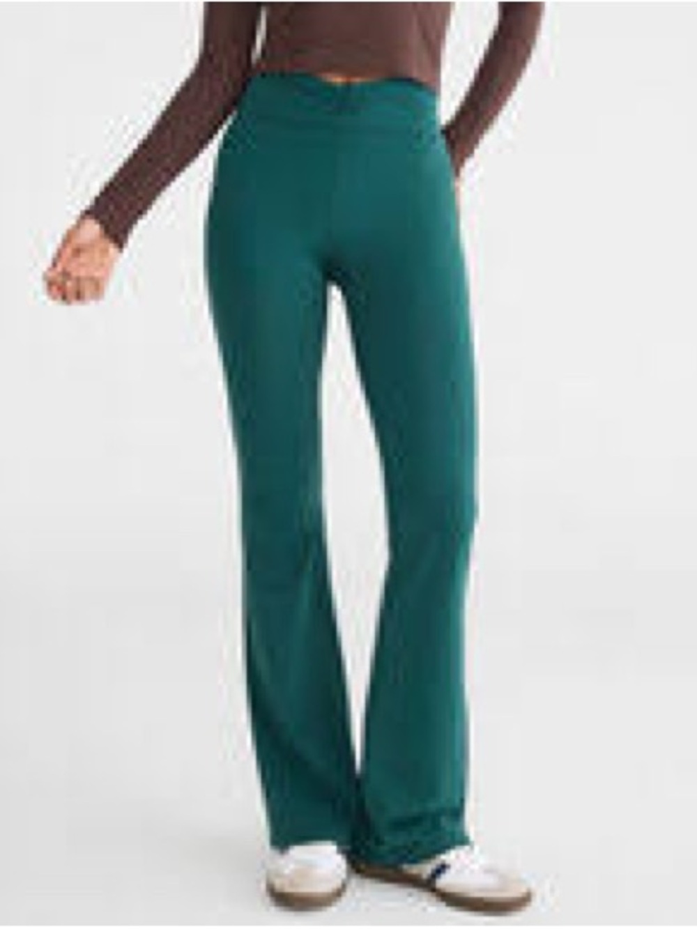 Women's Green Stretch Flare Pants